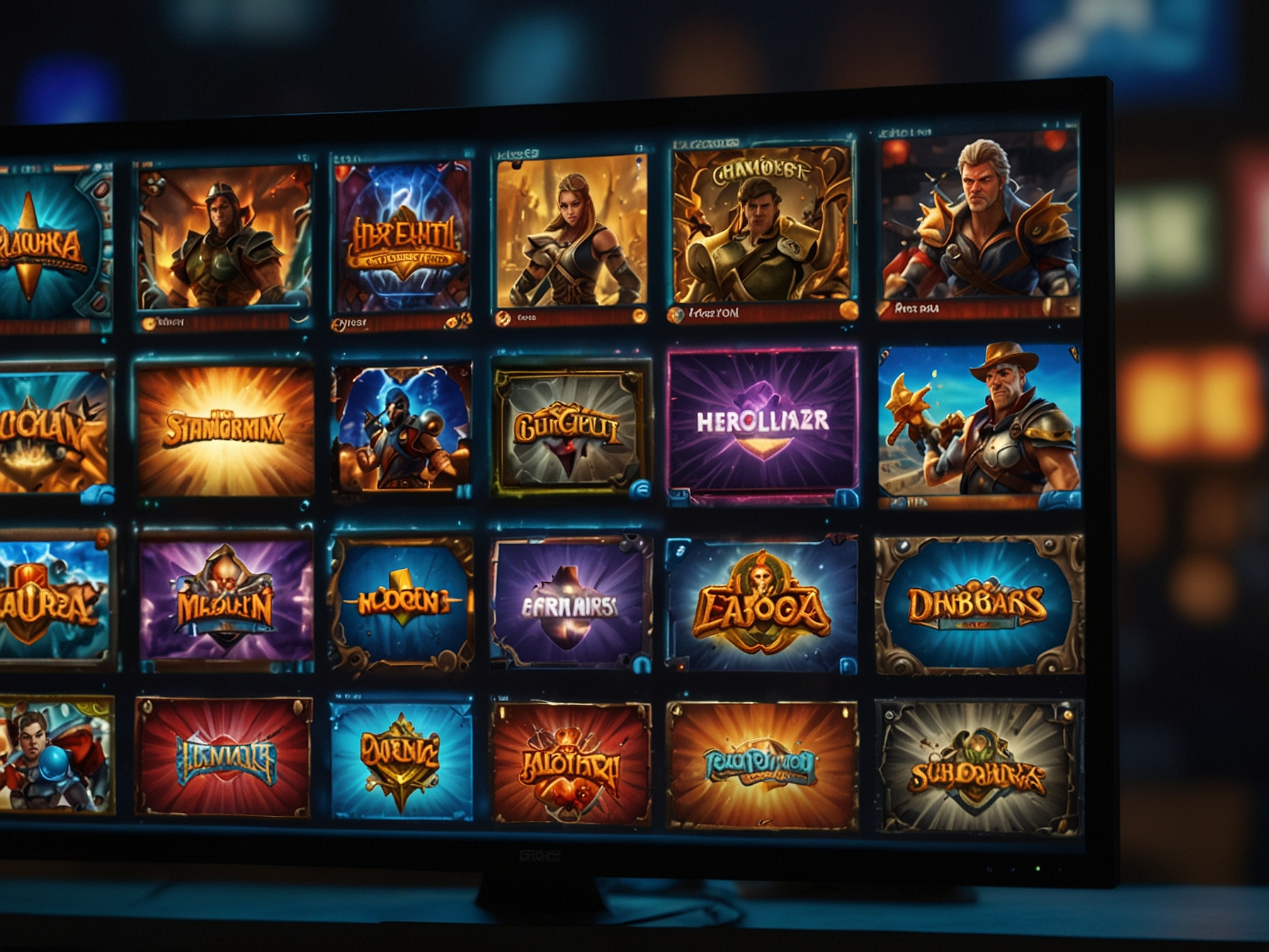 Selection of casino games on screen